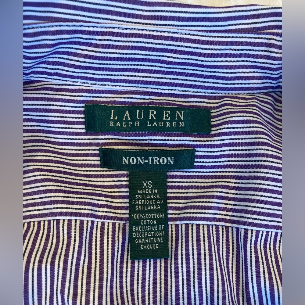 Lauren Ralph Lauren Non—Iron Striped Buttons Down Shirt XS - Picture 4 of 12